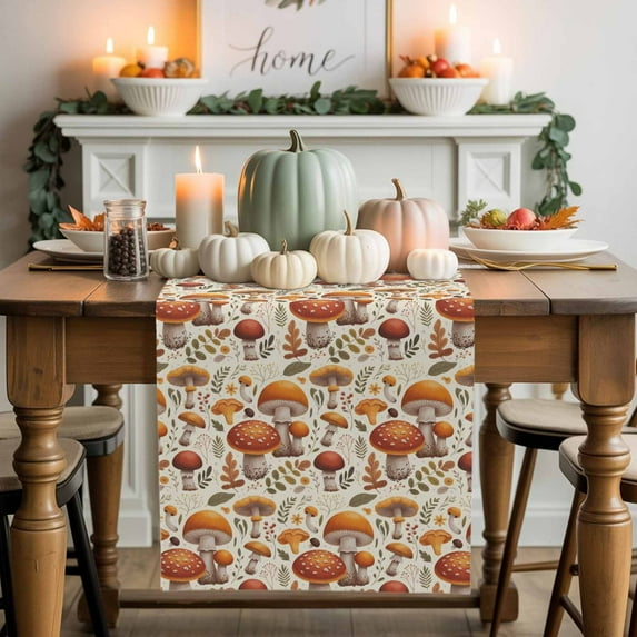 Thanksgiving Table Runner, Autumn Thanksgiving Kitchen Dining Table Decoration for Home Party Decor 13x72 Inches
