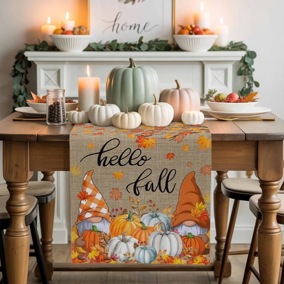Thanksgiving Table Runner, Autumn Thanksgiving Kitchen Dining Table Decoration for Home Party Decor 13x72 Inches