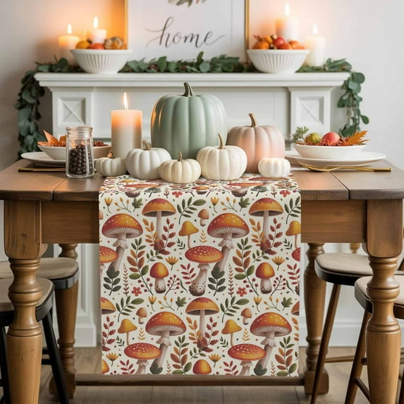 Thanksgiving Table Runner, Autumn Thanksgiving Kitchen Dining Table Decoration for Home Party Decor 13x72 Inches