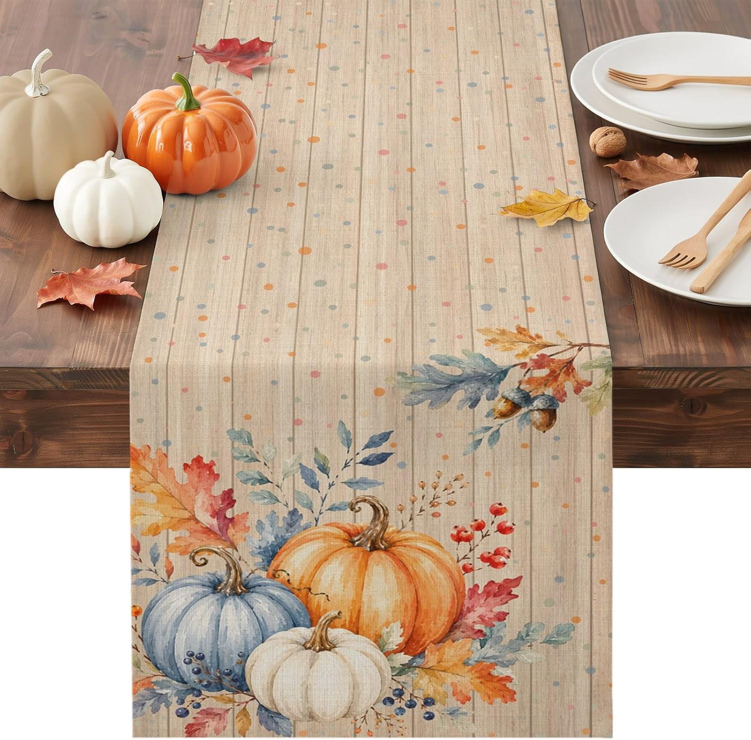 Thanksgiving Table Runner Linen 36 Inch Holiday Dresser Scarves, Fall ...