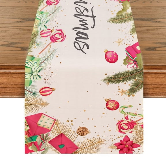 Thanksgiving Table Runner, Maple Pumpkin Autumn Leaf Table Throw Tablecloth, For Kitchen Dining Living Room Show Wedding Party Decor