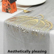 Thanksgiving Table Runner Pumpkin Print Dining Table Decor Polyester Tablecloth Holiday Dinner Setting - Fade Resistant Multi Holiday Use(Gold)