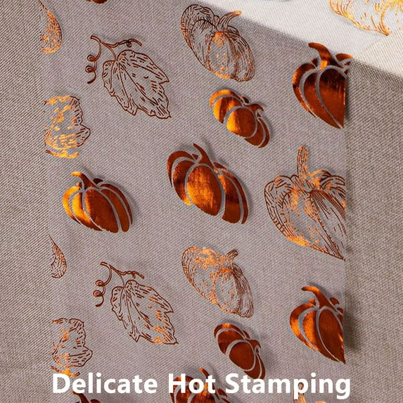 Thanksgiving Table Runner Pumpkin Print Dining Table Decor Polyester Tablecloth Holiday Dinner Setting - Fade Resistant Multi Holiday Use(Orange)