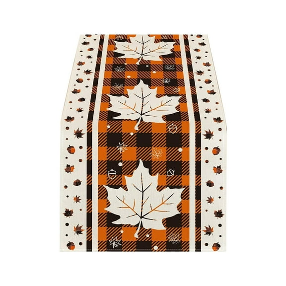 Thanksgiving Table Runner Thanksgiving Table Runner 13x72 Inch Autumn Maple Leaf Pumpkin Turkey Pattern Holiday Table Decor Fall Tablecloth Mat Dining Table Decoration Party Supply