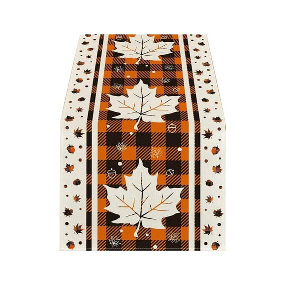 Thanksgiving Table Runner Thanksgiving Table Runner 13x72 Inch Autumn Maple Leaf Pumpkin Turkey Pattern Holiday Table Decor Fall Tablecloth Mat Dining Table Decoration Party Supply