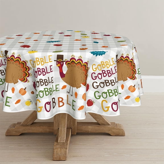 Thanksgiving Tablecloth 60×84 Inch Rectangular, Turkey Gobble Washable Table Cover for Party Picnic Dinner Decor