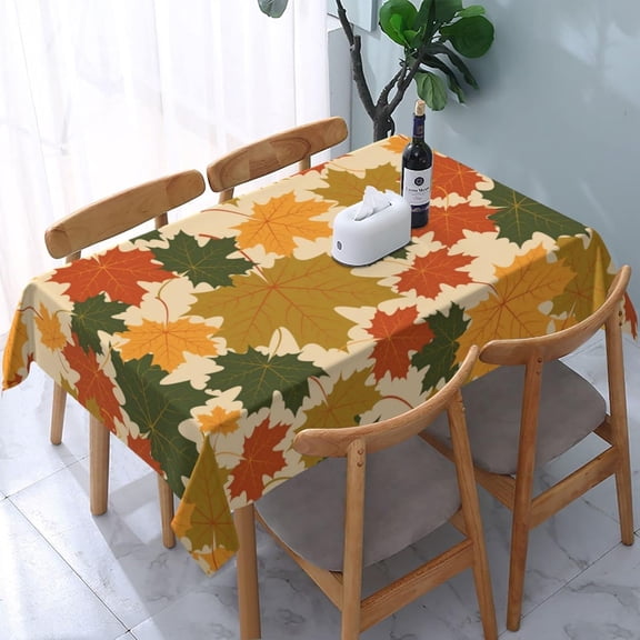 Thanksgiving Tablecloth Autumn Maple Leaves Print Waterproof Spillproof Fall Table Cloth for Dinner Kitchen Party Holiday Decor 60" x 84" Square Harvest Camping Party Supplies