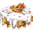 thumbnail image 1 of Thanksgiving Tablecloth Fall Leaf Pumpkin Tablecloth Washable Reused Round Tablecloth 60 Inch Holiday Party Dining Kitchen Table Decor, 1 of 6