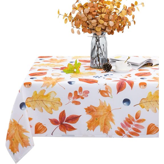 Thanksgiving Tablecloth, Fall Maple Leaves Table Cloth, Rectangle Autumn Harvest Table Cover for Thanksgiving Parties Kitchen Dining, 60x120 Inch