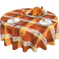 thumbnail image 1 of Thanksgiving Tablecloth, Fall Pumpkin Round Tablecloth 60 Inch, Autumn Orange Buffalo Plaid Table Cloth for Rustic Farmhouse Kitchen Decor, Outdoor Holiday Party Wipeable Polyester Fabric Table Cover, 1 of 6