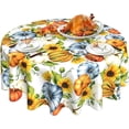 thumbnail image 1 of Thanksgiving Tablecloth, Fall Pumpkin Sunflower Round Tablecloth 60 Inch, Autumn Table Cloth for Rustic Farmhouse Kitchen Decor, Wipeable Polyester Fabric Table Cover for Holiday Outdoor Party, 1 of 6