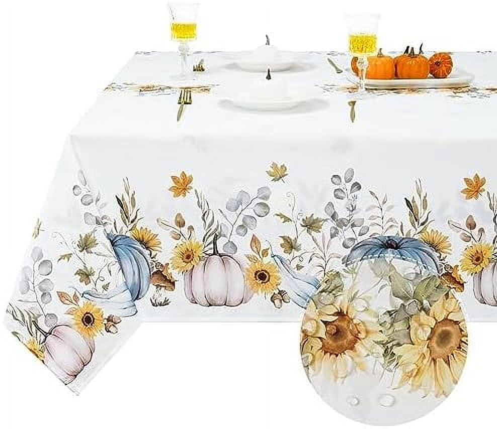 Thanksgiving Tablecloth Fall Pumpkin Table Cloth Autumn Sunflower Vines ...