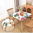 thumbnail image 1 of Thanksgiving Tablecloth Fitted Table Cloths with Elastic：Washable Outdoor Spandex Patio Table Cover for Holiday Blue Pumpins 34 x 34 Inch Square, 1 of 4