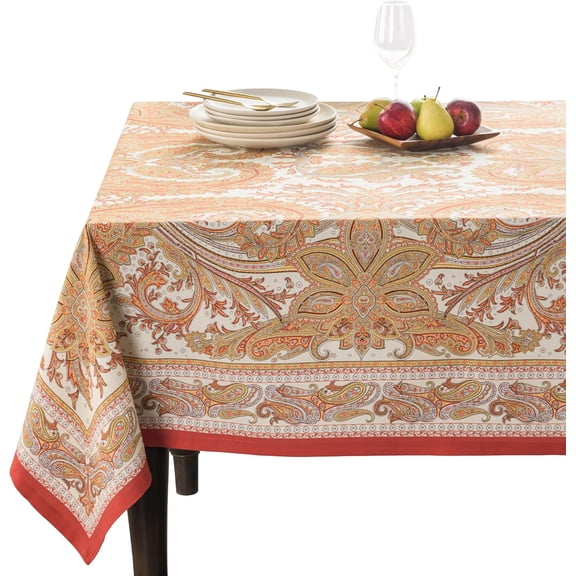 Thanksgiving Tablecloth Kashmir Paisley 100% Cotton Tablecloth 60"x120" – Fall Harvest Dining & Holiday Décor, Washable Reusable Fabric Table Cover for Kitchen & Dining Room