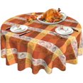 thumbnail image 1 of Thanksgiving Tablecloth Orange Pumpkin Plaid Tablecloth Washable Fall Round Tablecloth 60 Inch Reusable Table Cloth for Holiday Party Dinner Dining Table Decor, 1 of 6