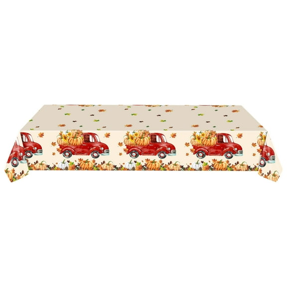 Thanksgiving Tablecloth Plastic - Reusable Fall Table Cloths,Autumn Rectangle Pumpkin Maple Leaf Table Cover for Tables Decorations Home Party Supplies Favors,54x108 Inch
