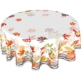 thumbnail image 1 of Thanksgiving Tablecloth Round 60 Inch Autumn Watercolor Leaf Table Cloths Polyester Fabric Fall Leaf Seasonal Table Cover for Kitchen Dining Room Picnic Party Autumn/Fall Outdoor, 1 of 6