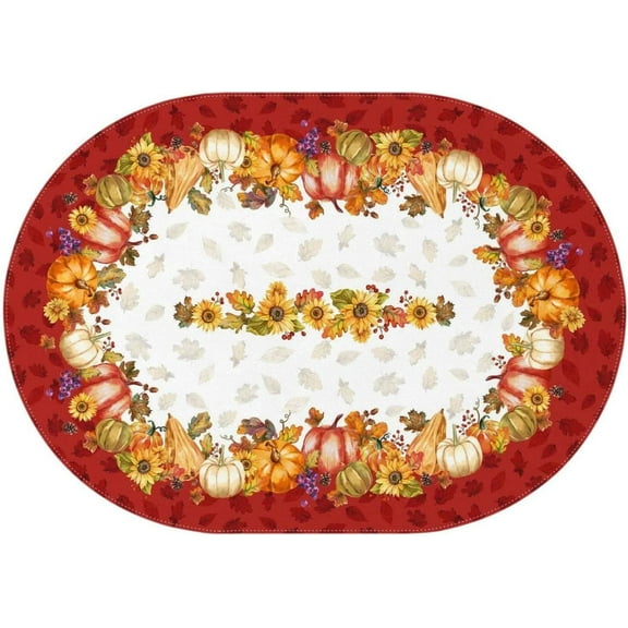 Thanksgiving Tablecloth Round, Fall Tablecloth Round with Fall Pumpkin Leaves, Waterproof Thanksgiving Table Cloths for Thanksgiving Decor,Thanksgiving Tablecloth for Round Tables 60 X 60