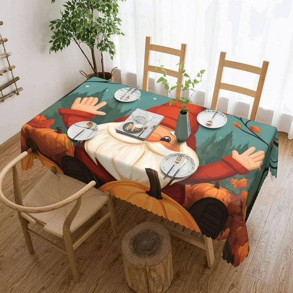Thanksgiving Tablecloth Thanksgiving Gnome Table Cloth Rectangular Washable Table Cover for Party Picnic Dinner Decor 60" X 84"