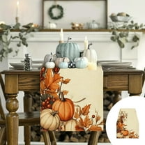 Thanksgiving Tableware 13x72 Inch Fall Table Runner Thanksgiving Harvests Table Runner Autumns Pumpkin Maple Leaf Runners for Home Kitchen Dining Party Decoration