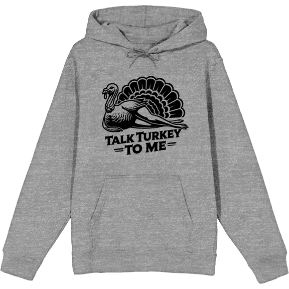 Thanksgiving Talk Turkey To Me Adult Heather Gray Long Sleeve Hoodie-Medium