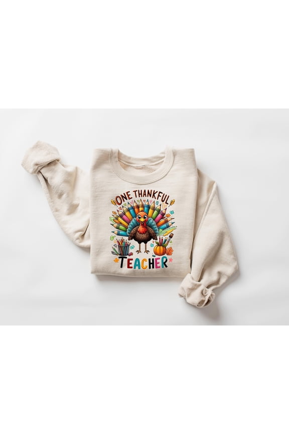 Thanksgiving Teacher Sweatshirt, One Thankful Teacher Hoodie, Thanksgiving Teacher Gift, Teacher Thankful Long Sleeve, Thankful Tee Gift