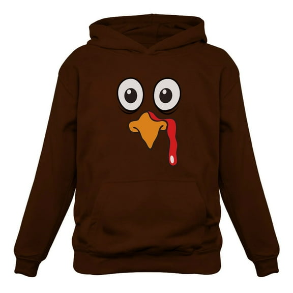 Tstars Thanksgiving Teen Hoodie Funny Turkey Face Sweatshirt for Men X-Large Brown