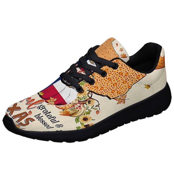 Thanksgiving Texas Thankful Grateful And Blessed Pumpkin Fall Halloween Shoes Sneakers Black Size 11