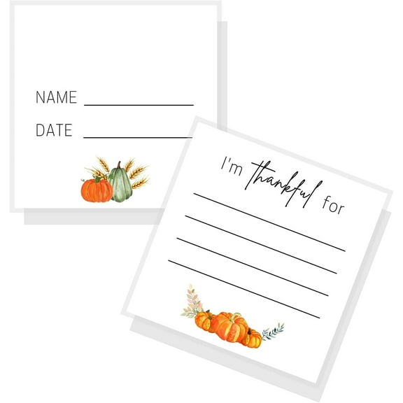 Thanksgiving Thankful Cards  30 Pack  2.5x2.5" inches Square Card  Thanksgiving Supplies  Fall Pumpkin Design