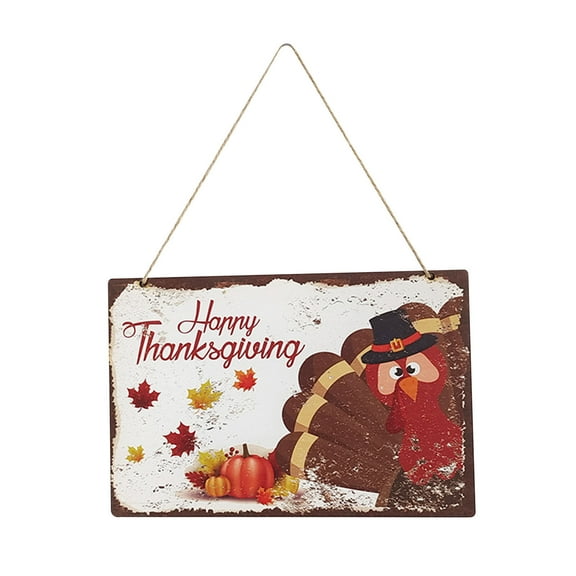 Thanksgiving Thankful Turkey Sign for Door Decor,Fall Maple Leaves Wood Door Hanger for Outdoor Outside Porch,Autumn Farmhouse Rustic Wooden Wreath Indoor Wall Hanging Decoration