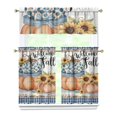 thumbnail image 1 of Thanksgiving Theme Kitchen Curtains 3-PC Set Pumpkin Pattern Rustic Fall Style Rod Pocket Design, 1 of 6