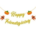 thumbnail image 1 of Thanksgiving Theme Party Decoration Glittering Gold Happy Friendsgiving Banner with Funny Turkey Pumpkin Pattern for Autumn Festival Thanksgiving Friends Reunion Supplies, 1 of 5