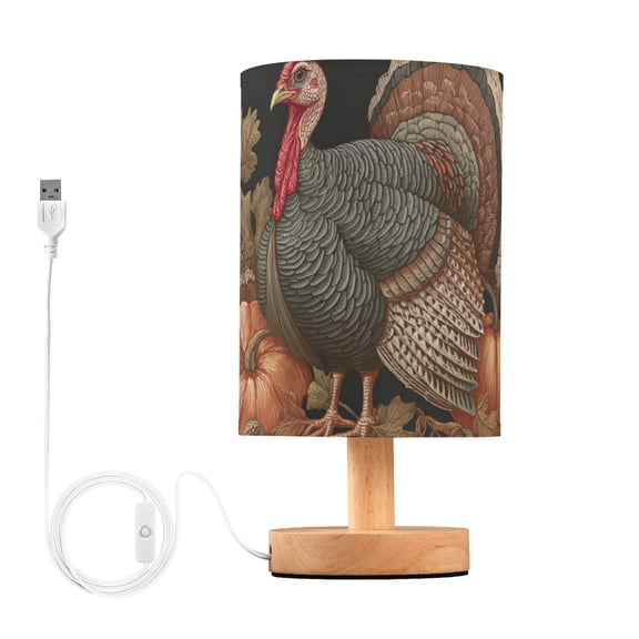 Thanksgiving Theme Turkey in The Frame Table Lamp with USB Port LED Warm Light Lamp Night Light Home Decor