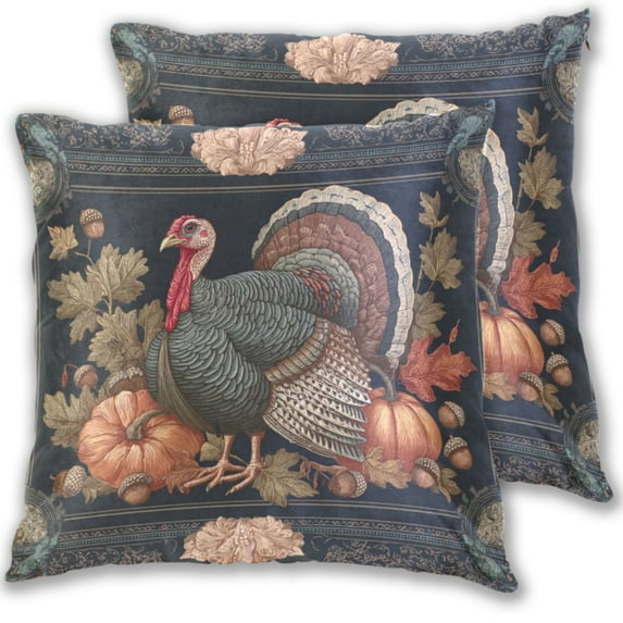 Thanksgiving Theme Turkey in The Frame Throw Pillow Covers Pillowcases 18 x 18 Inch Home Decor 2 Packs for Bedroom Sofa