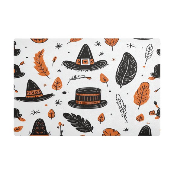 Thanksgiving Themed Elements Coffee Machine Mat Kitchen Dish Drying Matst Absorbent Water 11.8''x17.7''