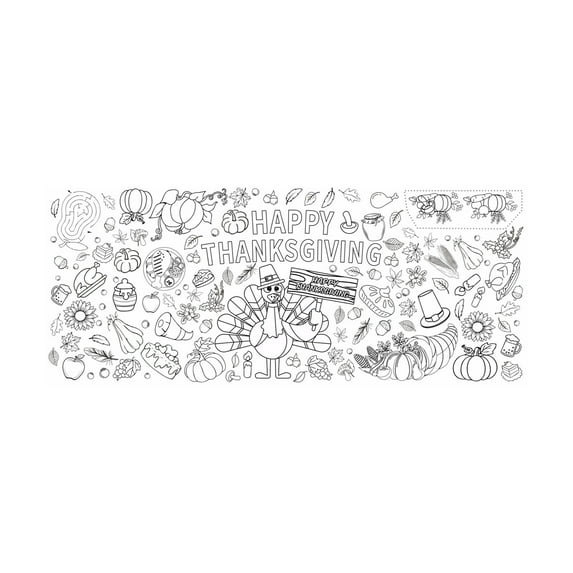 Thanksgiving Themed Paper Tablecloth Disposable Table Cover With Outlines For DIY Decorating For Festive Decor And Desktop Protection Lightweight Easy Cleanup Perfect For Dinners