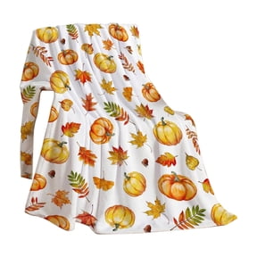 Thanksgiving Throw Blanket Fall Autumn Harvest Flannel Blanket 70x100cm Cute Pumpkin Maple Leaf Pattern Soft Cozy Plush Sofa Bed Camping Warm Lightweight Cover Holiday Decor Gift
