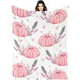 thumbnail image 1 of Thanksgiving Throw Blanket Pink Pumpkins,Halloween Soft Flannel Plush Blankets for Bed,Sofa,Couch Livingroom,Gift 50X60 in, 1 of 7
