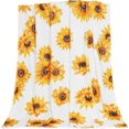 thumbnail image 1 of Thanksgiving Throw Blanket, Soft Fall Sunflower Blanket, Autumn Plush Flannel Blanket, Harvest Warm Cozy Blanket for Couch Bed Sofa, Thanksgiving Holiday Home Decoration, 50 x 60 Inches, White, 1 of 6