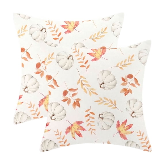 Thanksgiving Throw Pillow Covers 18x18 Inch Set of 2, Pumpkin Decorative Square Pillowcases, Farmhouse Holiday Cushion Covers for Sofa Living Room Home Fall Halloween Thanksgiving Decor