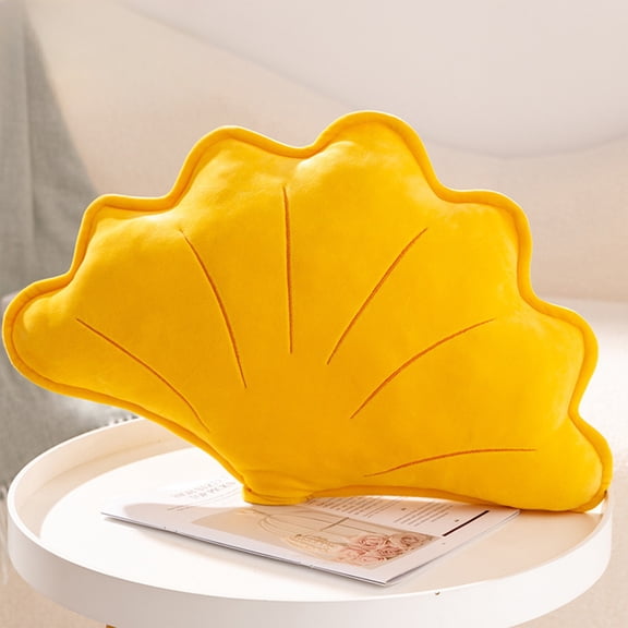 Thanksgiving Throw Pillow, Fall Maple Leaf Ginkgo Leaf Shape Plush Pillow for Autumn Halloween Home Sofa Decor(Yellow)