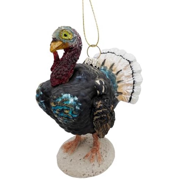 Thanksgiving Tom Turkey Christmas Tree Glass Ornament Decor Farm Animal