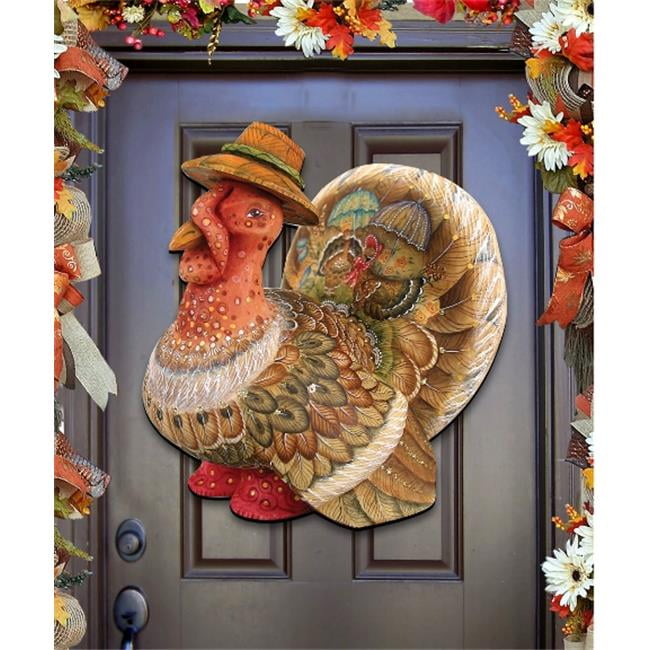 Rustic Wooden Turkey Thanksgiving Door Hanger, 24x18