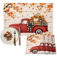 thumbnail image 1 of Thanksgiving Truck Placemats Set of 2, Fall Maple Leaves Pumpkins Floral Wood Washable Wipeable Table Mats for Dining Tables, Indoor Outdoor Kitchen Place Mats for Holiday Party Table Decor, 1 of 9