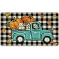 thumbnail image 1 of Thanksgiving Truck Pumpkin Decorative Front Door Mat, Fall Maple Leaves Buffalo Plaid Check Doormat Indoor Outdoor Floor Entryway Rug, Autumn Farmhouse Home Kitchen Decoration 17x29 Inch, 1 of 6