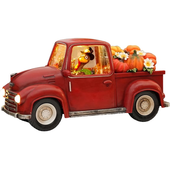 Thanksgiving Truck Snow Globe, Vintage Fall Pumpkin Truck Decor, Autumn Harvest Pickup Truck Thanksgiving Decorations