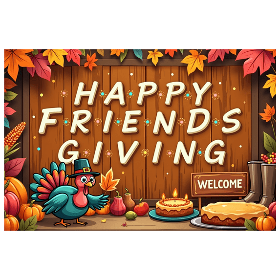 Thanksgiving Turkey Banner Colorful Leaves Pumpkin Decoration Rustic Party Decoration for Friendsgiving Celebration Autumn Gathering Indoor Event