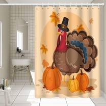 Thanksgiving Turkey Bathroom Shower Curtain Fall Harvest Pumpkin Maple Leaf Shower Curtain with Hooks Polyester Waterproof Fabric Home Bathtub Shower Curtain Decorative, 72x72 Inch