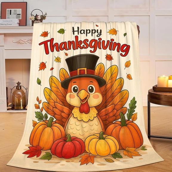 Thanksgiving Turkey Blanket – Cozy Warm Throw for Fall Aesthetic, Festive Thanksgiving Home Decor Gift