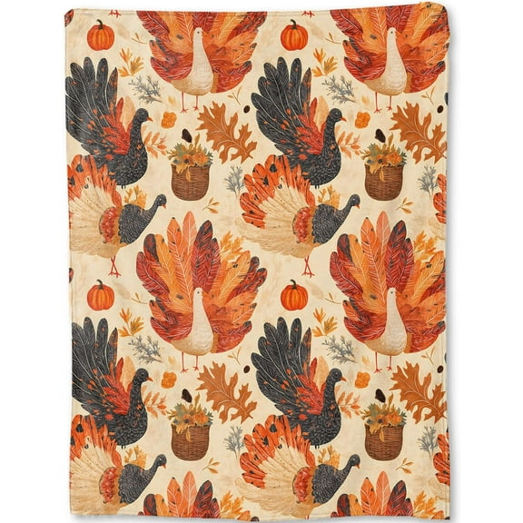 Thanksgiving Turkey Blanket - Cute Autumn Festive Fleece Throw,Gifts for Kids Adult, Soft & Warm,Lightweight, for Fall Holiday Decor, Fall Celebrations, and Room Home Accents 40x50in